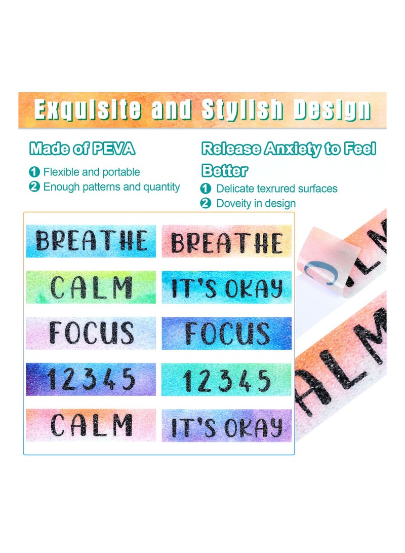 SOLARAE Anxiety Relief Sensory Strips - Textured Tactile Fidget Stickers, Adhesive Grip Tape for Stress Relief, 50 Pcs Watercolor Style for Adults & Teens. - Image 2
