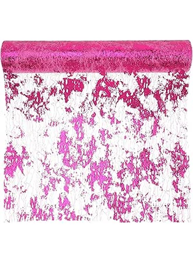 Magenta Polyester Table Runner 29cm X 5 Yards Sheer Mesh Wear Resistant Party Home Decor - Image 1