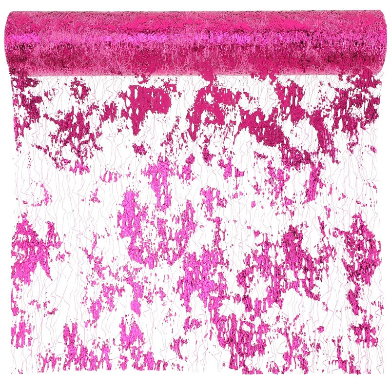 Magenta Polyester Table Runner 29cm X 5 Yards Sheer Mesh Wear Resistant Party Home Decor - Image 2
