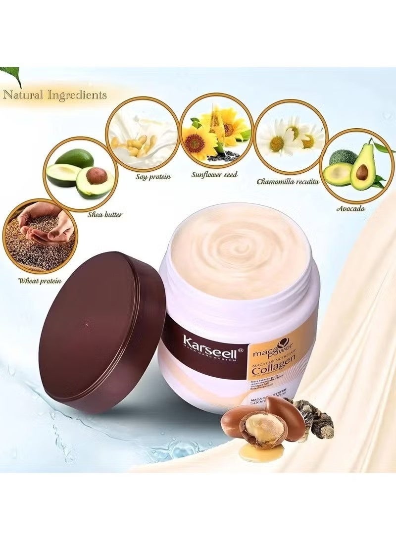 Karseell Collagen Hair Treatment Deep Repair Conditioning Argan Oil Collagen Hair Mask Essence for Dry Damaged Hair All Hair Types 500ml - Image 4