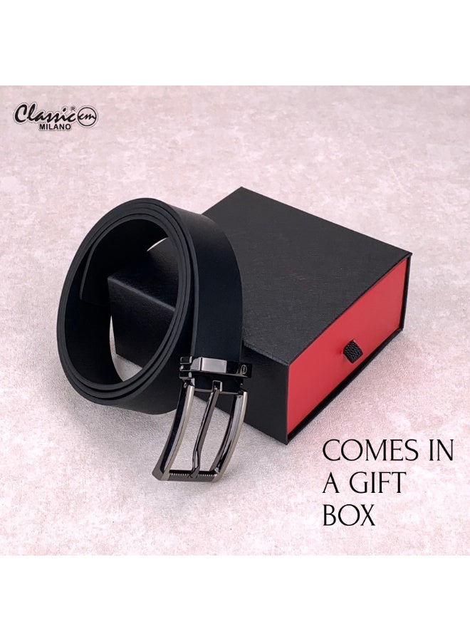 Classic Milano Genuine Leather Belt for Men – Black Formal Belt Men – Men Belts for Office & Business Wear – Mens Belt Leather with Gift Box - Image 4