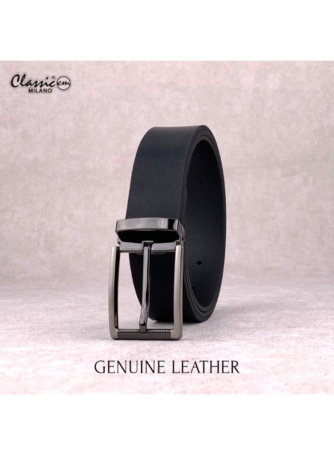 Classic Milano Genuine Leather Belt for Men – Black Formal Belt Men – Men Belts for Office & Business Wear – Mens Belt Leather with Gift Box - Image 3