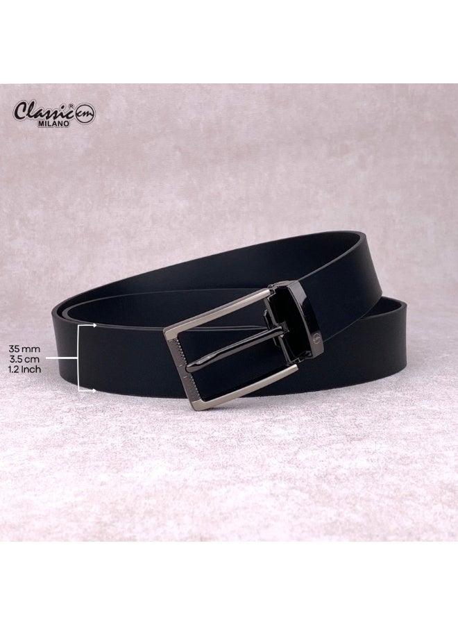 Classic Milano Genuine Leather Belt for Men – Black Formal Belt Men – Men Belts for Office & Business Wear – Mens Belt Leather with Gift Box - Image 5