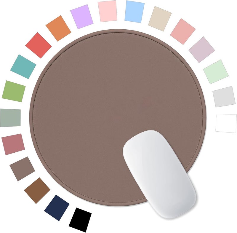 Hsurbtra Mouse Pad, Premium-Textured Small Round Mousepad 8.7 x 8.7 Inch, Stitched Edge Anti-Slip Waterproof Rubber Mouse Mat, Pretty Cute Mouse Pad for Office Home Gaming Laptop Men Women Kids (Dark Brown) - Image 1