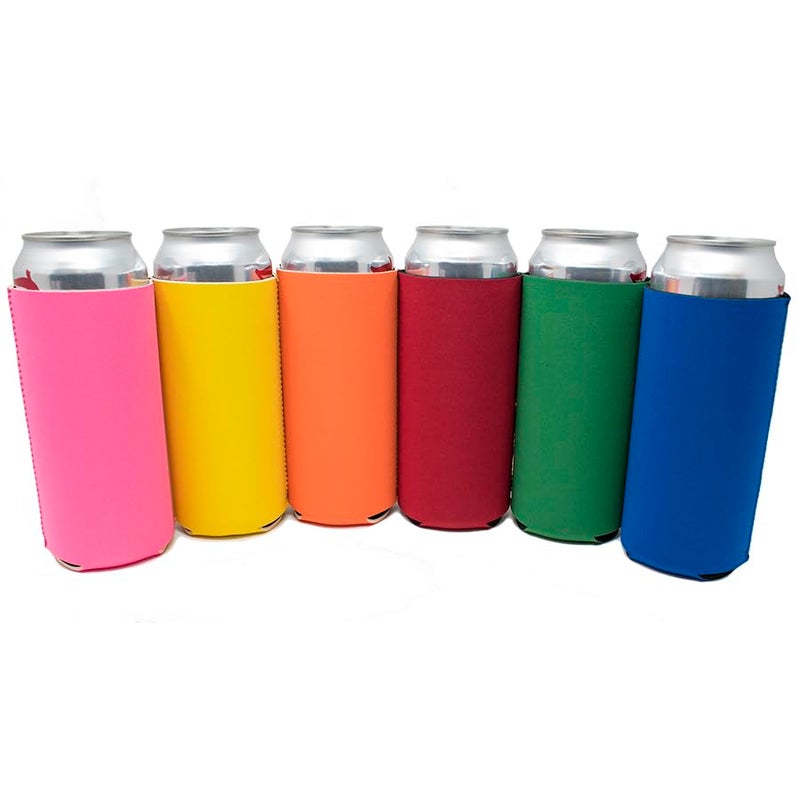 G7 Power TahoeBay 16oz Can Sleeves (6-Pack) Neoprene Beer Coolies - Blank Tall Energy Drink Coolers - Compatible with 16 Ounce Cans (Multicolor)