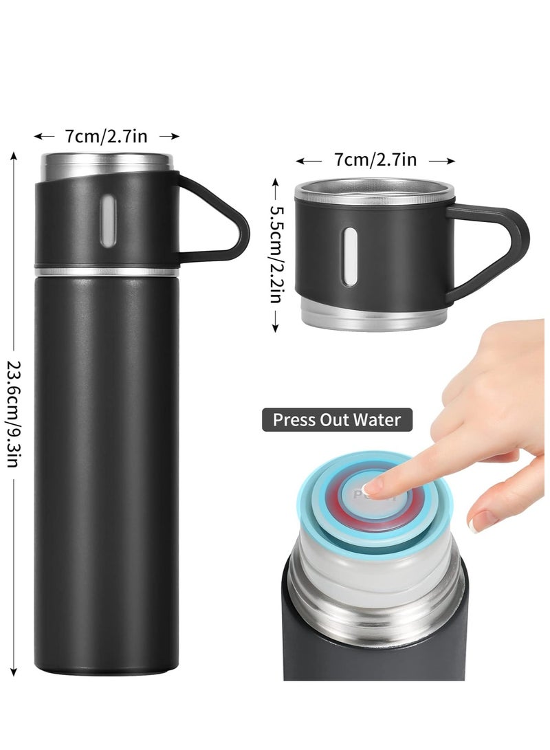 ELTRAZONE 500ml/17 OZ Stainless Steel Thermo Bottle with 3 Cups, Insulated Coffee Water bottle for Hot and Cold Drinks, Vacuum Flask Set - Image 2