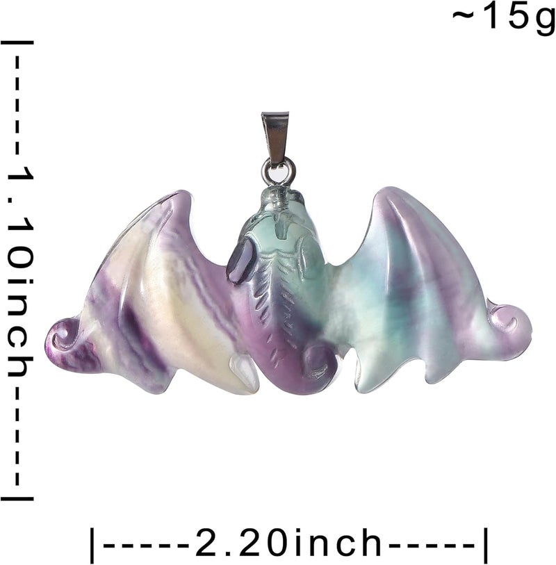 Artistone Rainbow Fluorite Bat Statue Healing Crystal Hand Carved Bat Figurine 1 Worry Stone for Anxiety relif Home Decor Desk Decor Animal Figurine - Image 3