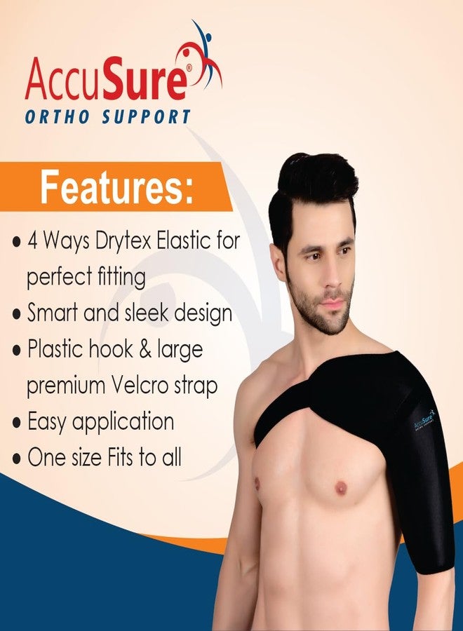 AccuSure Shoulder Support Double Lock Neoprene Adjustable Stretch Strap Brace Support Medical Posture Compression Shoulder Pad, Universal Right side, 1 Unit - Image 3