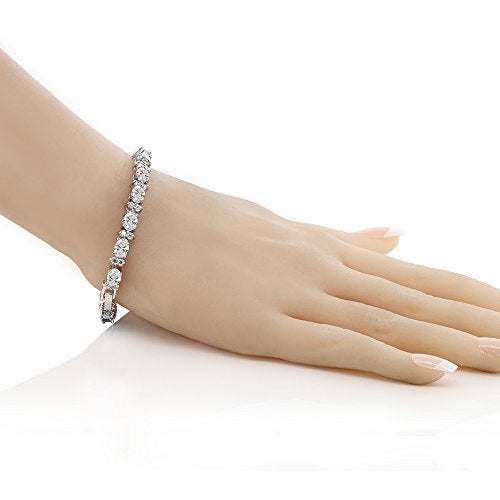 Gem Stone King 20.00 Ct Gorgeous Oval and Round 7 Inch Sparkling Cubic Zirconia CZ Tennis Bracelet For Women - Image 2