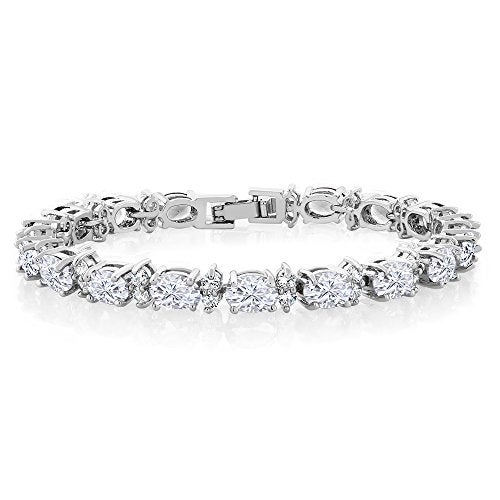 Gem Stone King 20.00 Ct Gorgeous Oval and Round 7 Inch Sparkling Cubic Zirconia CZ Tennis Bracelet For Women - Image 4