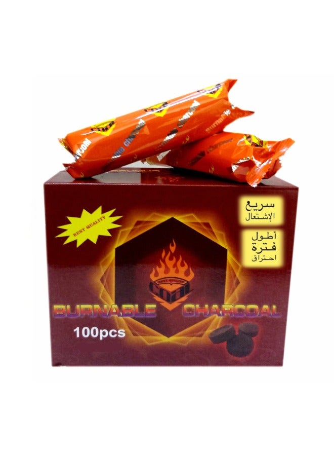 Charcoal 100-Peice Quick Ignite and Long Lasting Bakhoor Burner Charcoal - 35mm - Image 1