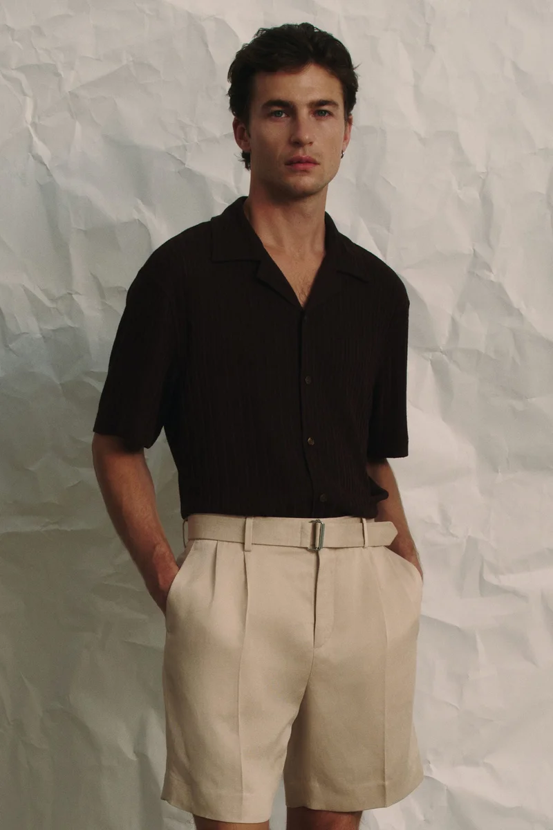 H&M Loose Fit Rib-knit resort shirt