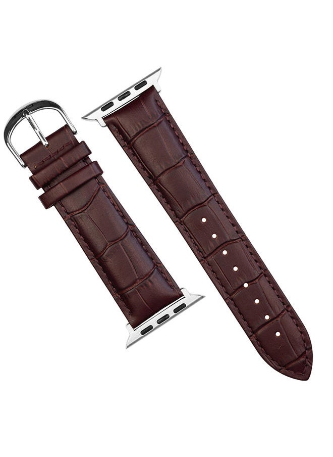 O Ozone Leather Strap For Apple Watch Series 10 | Ultra 2 | 8 Ultra | 9 | 8 | 7 | 6, 49/46/45/44/42mm, Premium Leather Smartwatch Wristband Strap- Dark Brown  - Image 1