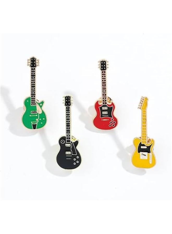 Brooches for Women,Set of 4 Vintage Enamel Brooches Electric Guitar Pins Music Instrument Badges Alloy Material for Shirt Sweater Backpacks - Image 3