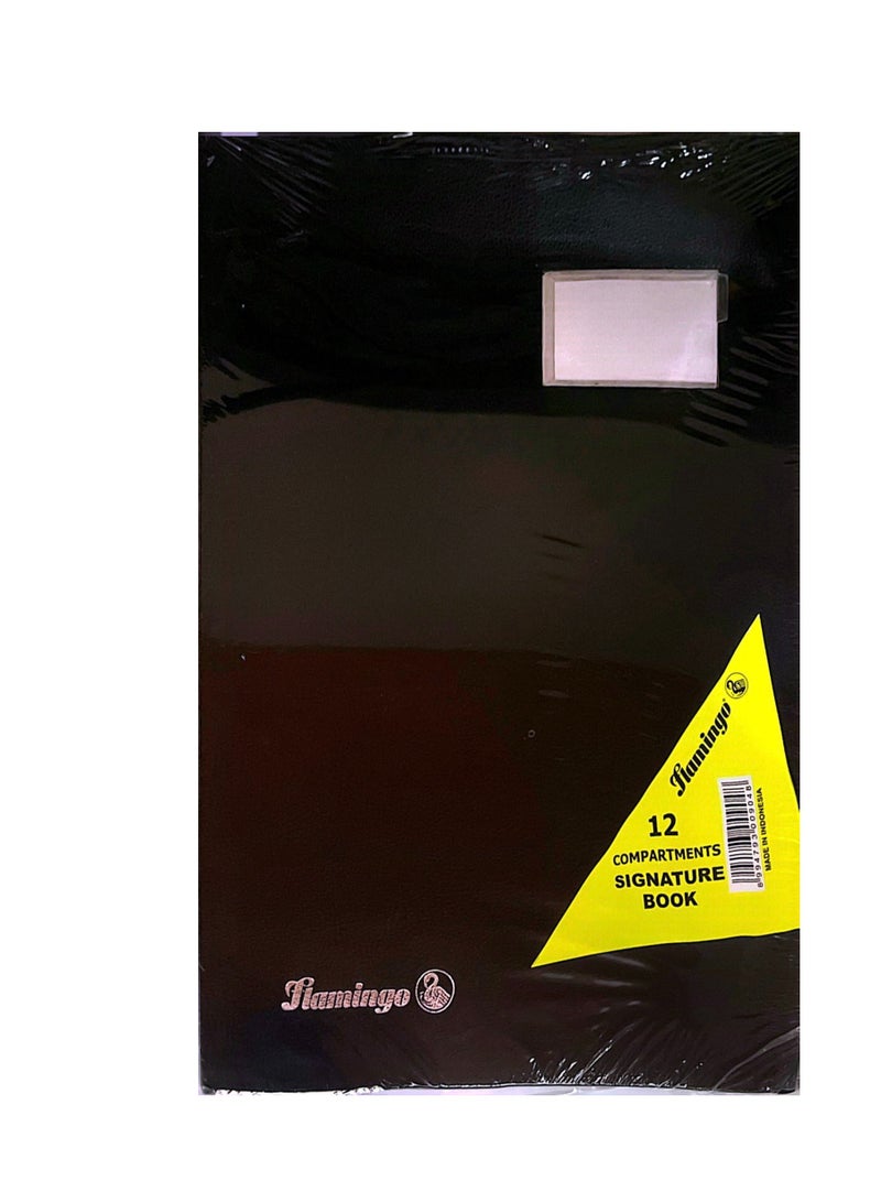 Flamingo Signature Book, Vinyl Material Cover, 12 Sheets, Brown Color, 240 x 340 mm - Image 2