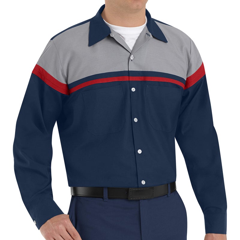 Red Kap Men's Performance Tech Shirt, Navy/Red/Light Grey, Large - Image 3