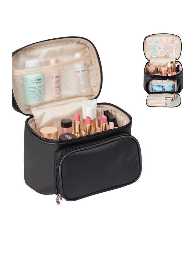 general Cosmetic bag, makeup brush partition, portable storage bag, waterproof travel large capacity (25 * 18 * 16cm) - Image 1