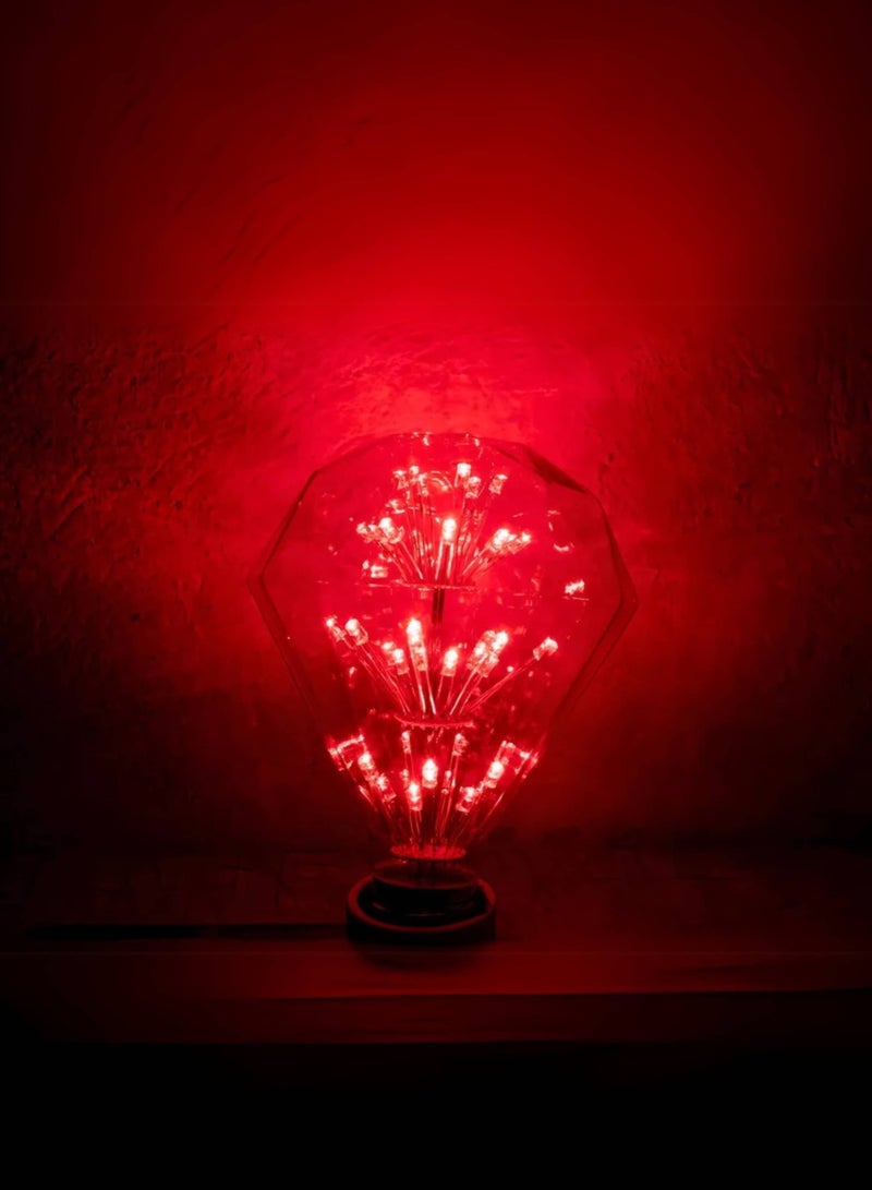 هابي لايت لمبة LED على شكل ماسة بقوة 3W وبقاعدة E27 لون الإنارة أحمر - Image 1