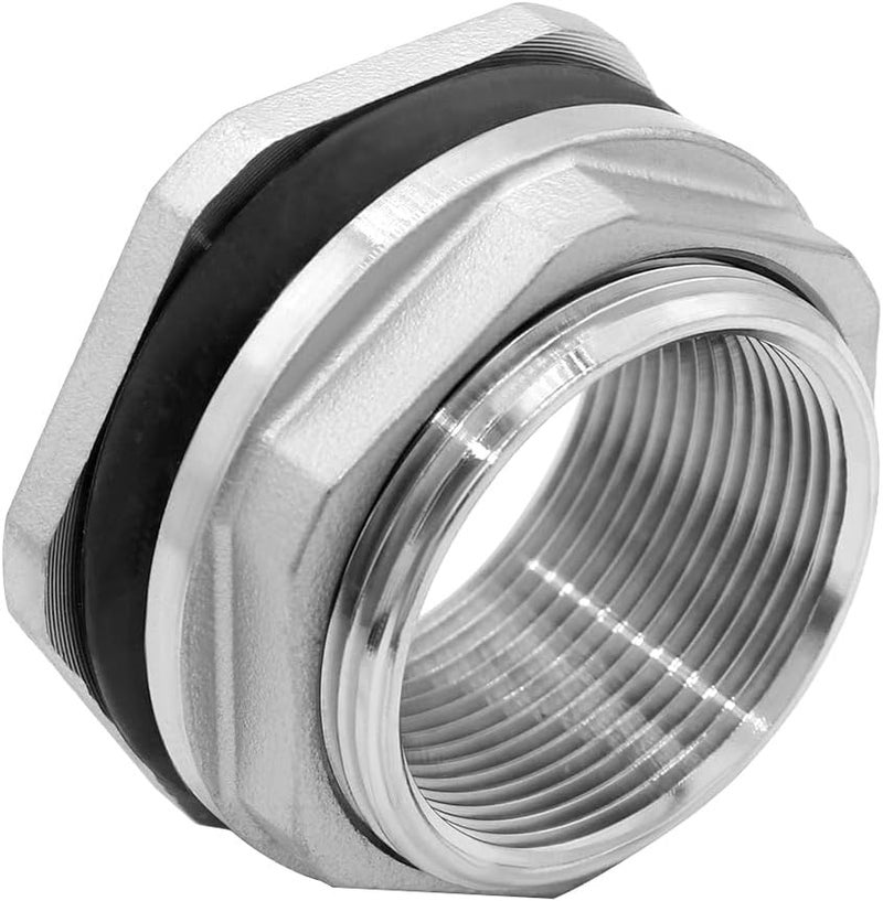 beduan 1.25" Female Bulkhead Water Tank Connector Stainless Steel Thru-bulk Fitting - Image 2