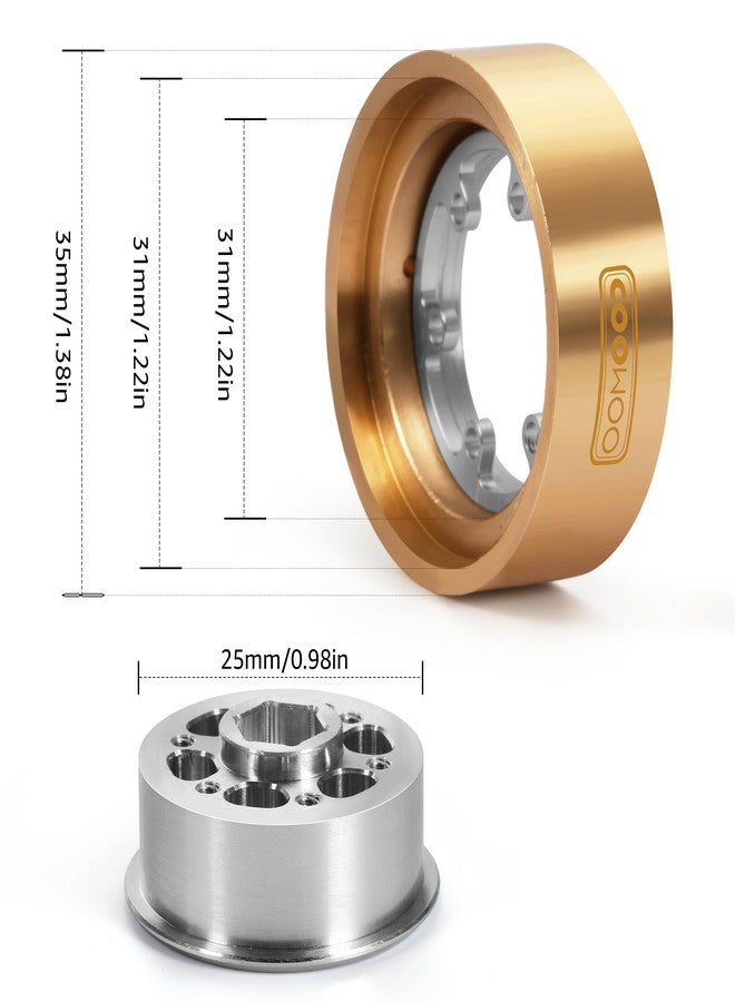 COOWOO Brass RC Wheel Rings, Internal Clamp Beadlock Rings Upgrade Parts for 1/18 TRX-4M RC Crawler Cars with 1.0” Wheels, Compatible with Stock Tires, Set of 4, Golden - Image 4