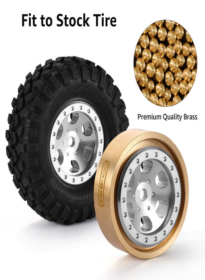COOWOO Brass RC Wheel Rings, Internal Clamp Beadlock Rings Upgrade Parts for 1/18 TRX-4M RC Crawler Cars with 1.0” Wheels, Compatible with Stock Tires, Set of 4, Golden - Image 3