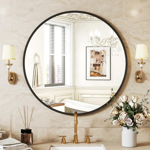 NEWBULIG Round Bathroom Mirror for Over Sink, 20 Inch Wall Mount Vanity Circle Mirror with Matte Metal Framed, Decor for Bathroom, Entryway, Bedroom, Gold - Image 2