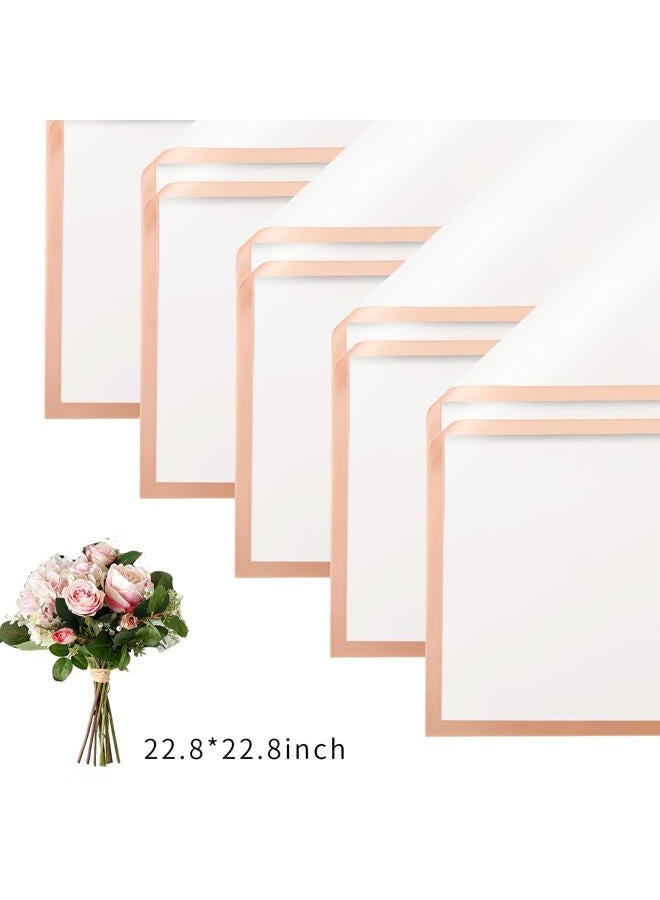 Bupduq 30 Sheets white Gold Edge Flower Bouquet Wrapping Paper，Florist Supplies Waterproof Floral Bouquet Wrapping Paper Bouquet Accessorie，Flower Shop Packaging Pape for DIY Gift Wedding Birthday - Image 2