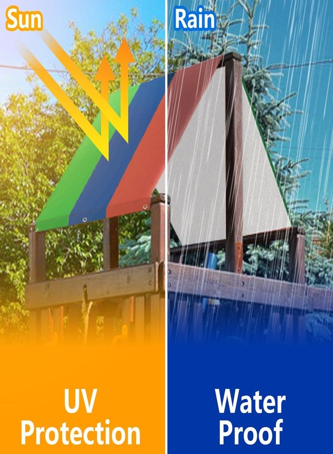 Alpurple Swing Set Replacement Tarp- 52" x 90" Kids Playground Roof Canopy, Replacement Sunshade Waterproof Trap Cover for Children Outdoor Sunproof (Green Blue red) - Image 3