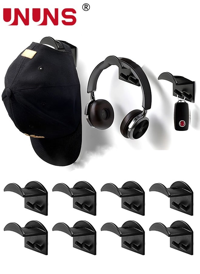 UNUNS 8 PCS Hat Rack For Wall,Hat Hook For Baseball Caps,Upgraded Adhesive Hat Holder,No Drilling,Strong Hat Hooks For Ear Headbands  - Image 1