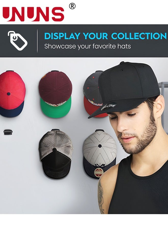 UNUNS 8 PCS Hat Rack For Wall,Hat Hook For Baseball Caps,Upgraded Adhesive Hat Holder,No Drilling,Strong Hat Hooks For Ear Headbands  - Image 3