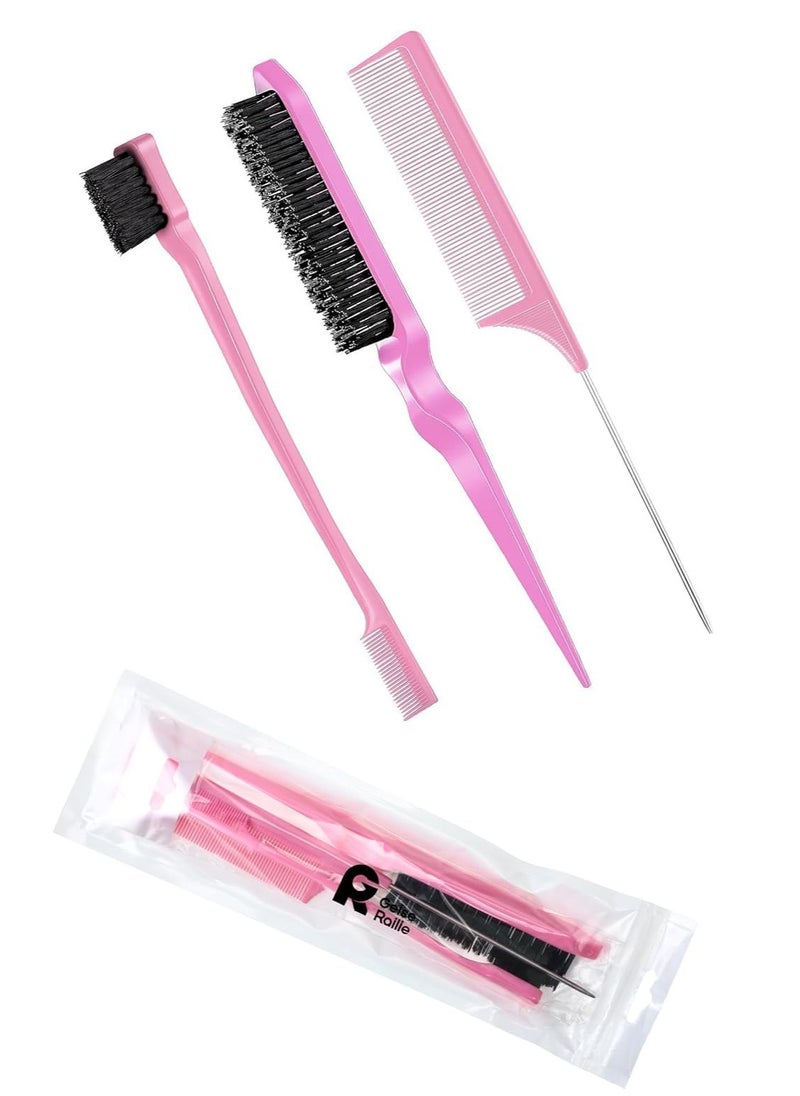 INFLUX INFLUX 3 pcs slick back hair brush set for Curly Hair-Brush with Boar Bristle for Bounce and Shine, Ideal for Hair Styling, Edge Control, and Slick Back Styles Ideal comb for women and baby hair  - Image 3