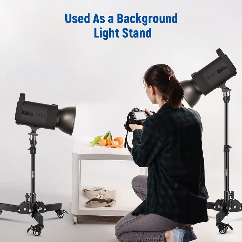 Neewer NEEWER Pack of 2 Heavy Duty Light Stands with Wheels, 2.4 Feet Max. Height, Foldable Tripod Stand for Low Angle Shooting, Light Stand for Softbox, Monolight and Other Photography Equipment, ST72 - Image 4