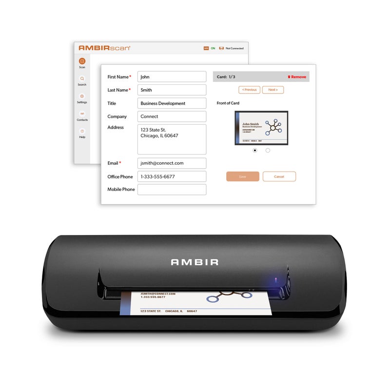 Ambir ImageScan Pro 687BCS Duplex Card Scanner with AmbirScan Business Card for Windows PC and MAC - Image 2
