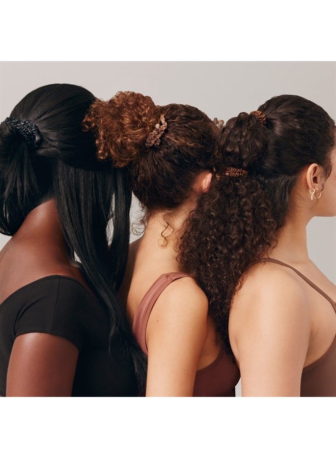 Slip Silk Skinny Scrunchies - Dark Brown - 100% Pure 22 Momme Mulberry Silk Scrunchies for Women - Hair-Friendly + Luxurious Elastic Scrunchies Set (4 Scrunchies) - Image 5