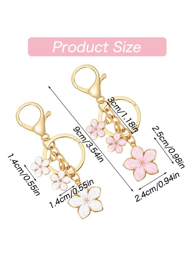 2Pcs Cute Pink Floral Keychains for Women Girls, Flower Bag Charms  best friend's mother's ideal birthday and holiday gift - Image 3