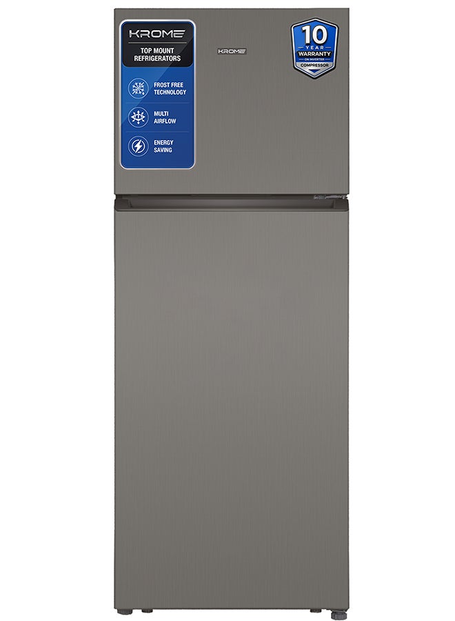 422L Gross,Double Door Top Mounted Refrigerator with Multi Air Flow System,No-Frost Cooling with Electronic Touch Temperature Control, Door Alarm, Grey, 10 Year Compressor Warranty-KR RFF 565TI KR-REF565TI Grey