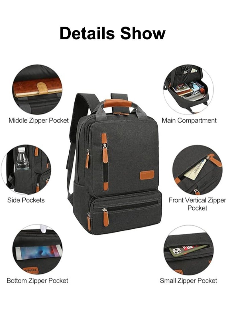 مجموعة حقيبة ظهر مدرسية للسفر مكونة من 3 قطع للنساء والرجال حقيبة كتف للكمبيوتر المحمول بجيب صغير للسفر والمدرسة والعمل والكلية - Image 3