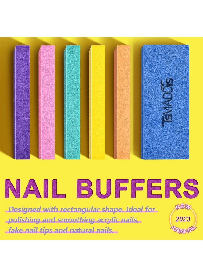 TsMADDTs Nail Files And Buffers Set With 6Pcs Rectangular Nail Buffers And 6Pcs White 100/180 Grit Nail Files Professional Nail Care Tools Kit For Women And Girls - Image 2