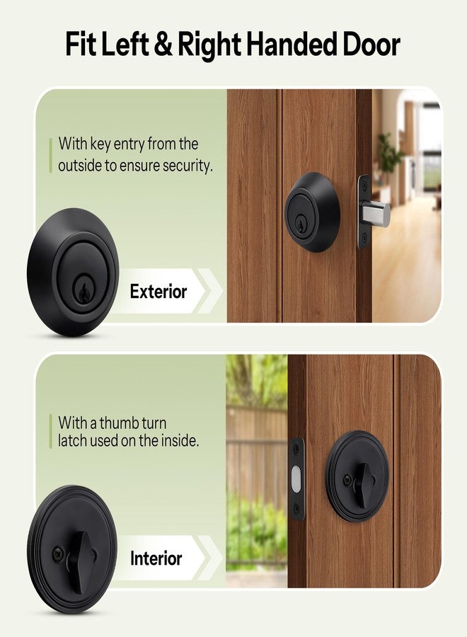 Moquin Round Design Single Cylinder Deadbolt with Key, Matte Black Modern Keyed Dead Bolt for Exterior Front/Entrance Doors and Office Doors - Image 3