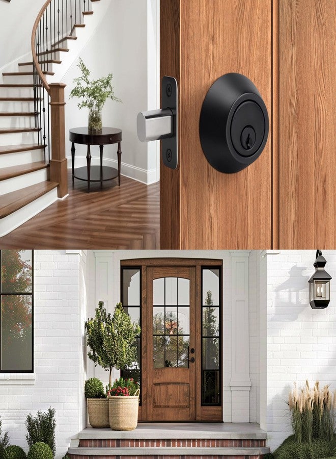 Moquin Round Design Single Cylinder Deadbolt with Key, Matte Black Modern Keyed Dead Bolt for Exterior Front/Entrance Doors and Office Doors - Image 5