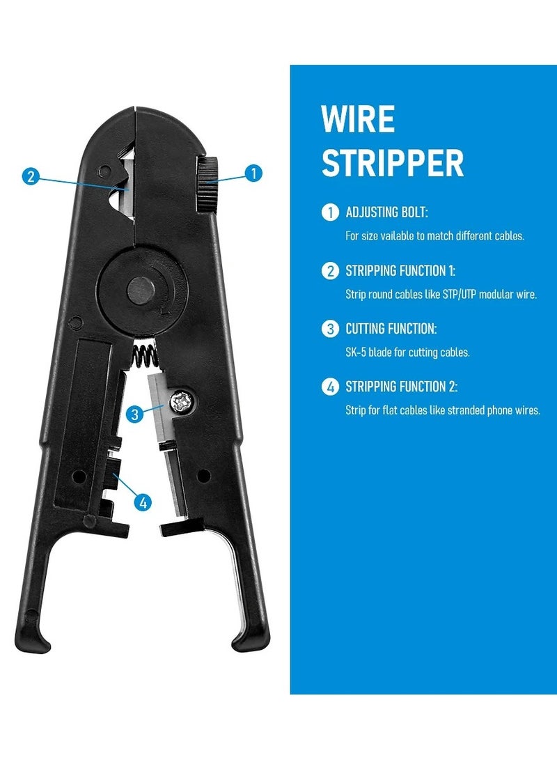 1PCS Wire Stripper with Knob Dual Purpose Network Tool for Peeling and Cutting Rotating Manual Stripper Tool Accessories - Image 1
