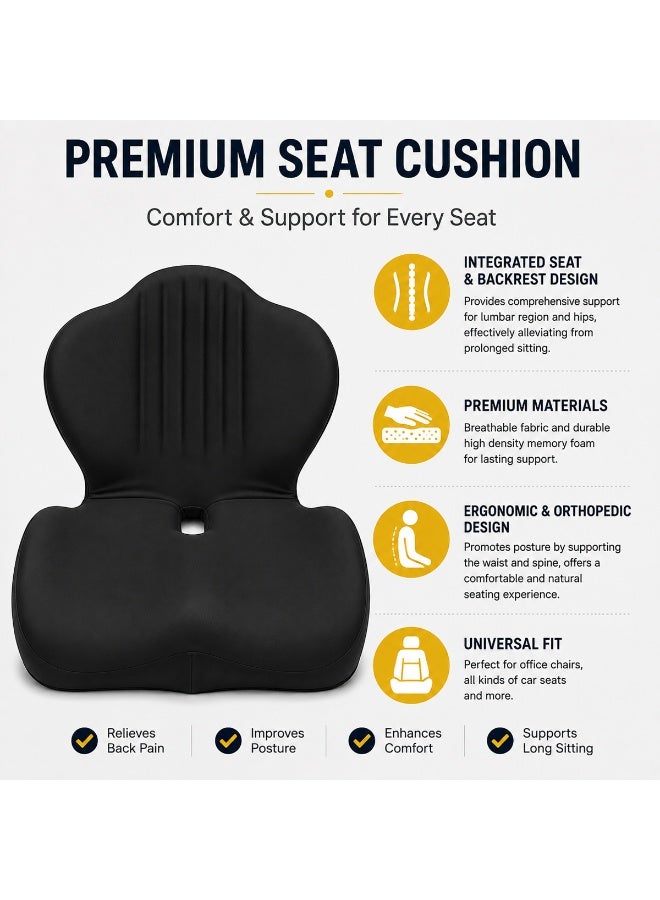 AGC Memory Foam Car Seat Cushion, Ergonomic Seat & Back Support, Non Slip Cushion for Car, Office & Home, Lumbar Support Pad, Orthopedic Seat Cushion, Comfortable Driving Cushion, Chair Cushion for Travel & Daily Use - Image 4