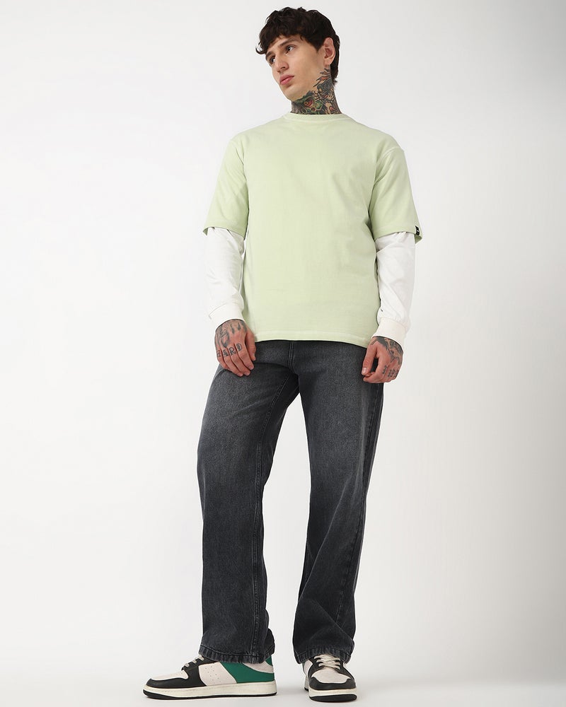 bewakoof Men's Grey Baggy Fit Washed Mid-Rise Jeans - Image 5