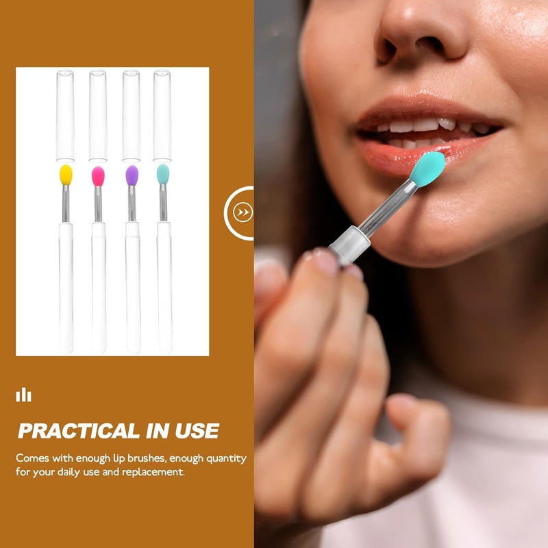 8pcs Portable Silicone Lip Brush Set with Lid, Multi-color Small Reusable Lipstick Applicators for Makeup and Lip Gloss Application - Image 5