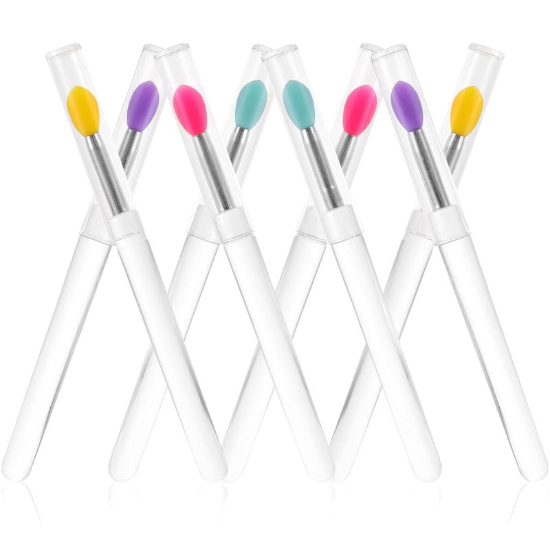 8pcs Portable Silicone Lip Brush Set with Lid, Multi-color Small Reusable Lipstick Applicators for Makeup and Lip Gloss Application - Image 1