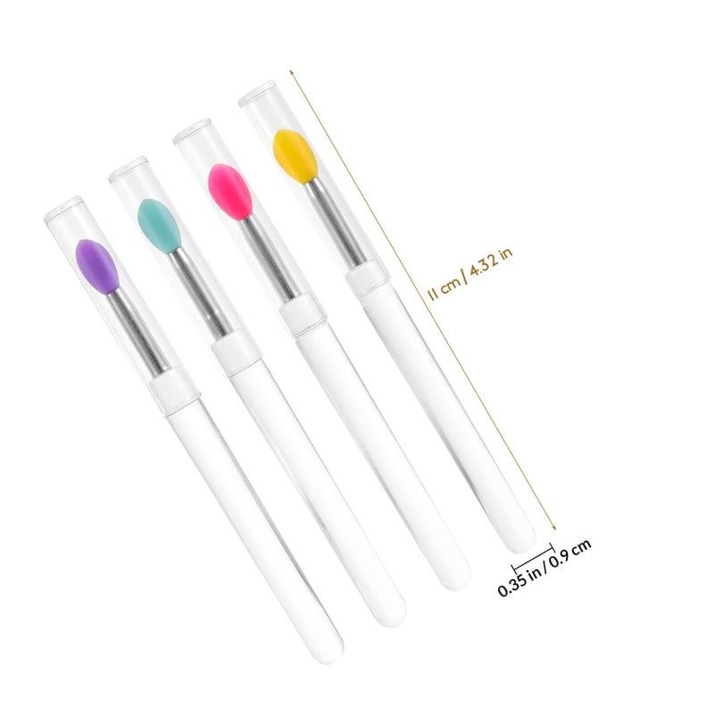 8pcs Portable Silicone Lip Brush Set with Lid, Multi-color Small Reusable Lipstick Applicators for Makeup and Lip Gloss Application - Image 2