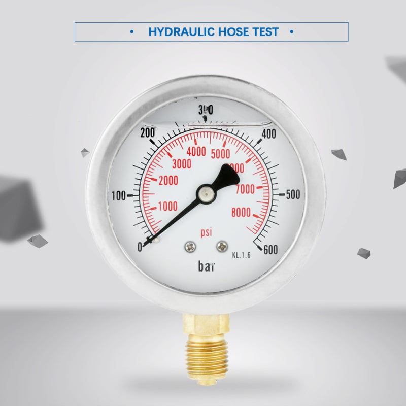 Hydraulic Hose Gauge Kit 1.56m 0-600BAR - Heat Resistant Chemical Resistant Hydraulic Pressure Test Kit for Hydraulic System Testing - Image 2