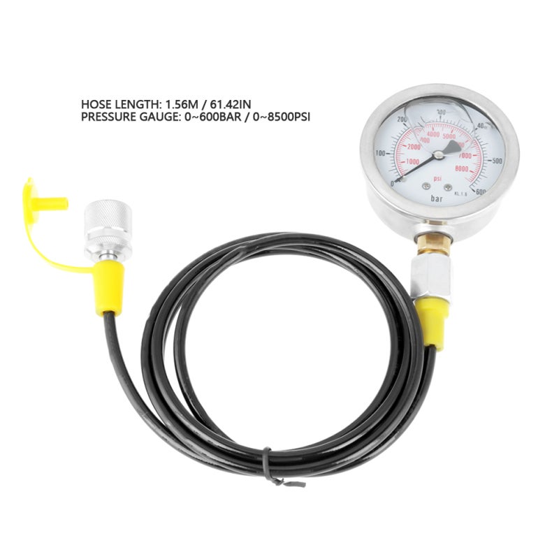 Hydraulic Hose Gauge Kit 1.56m 0-600BAR - Heat Resistant Chemical Resistant Hydraulic Pressure Test Kit for Hydraulic System Testing - Image 5