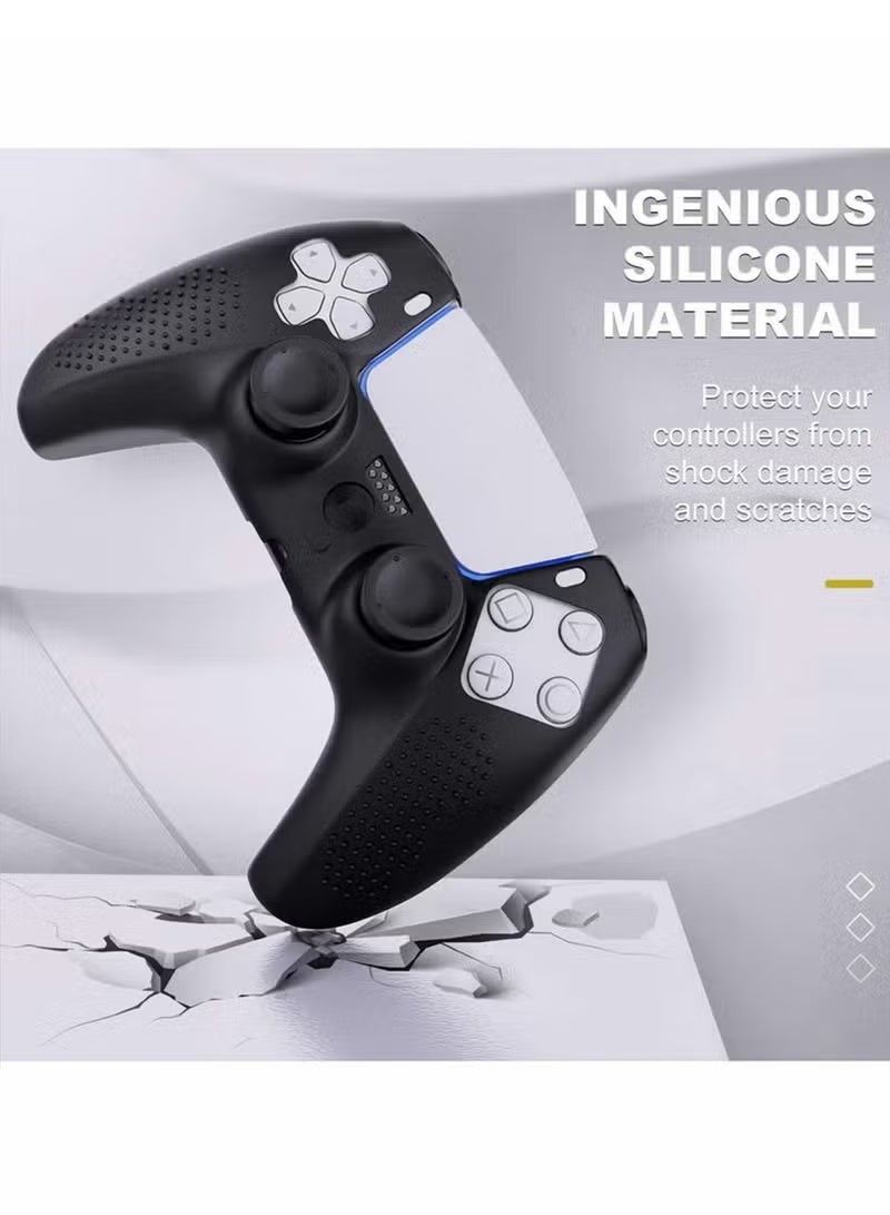1 Set Controller Cover Skin Case + 8 Thumb Grips Set Compatible with Sony PS5 Playstation 5 - Protective Soft Silicone Gel & Anti-Slip Stick Caps Accessories for Video Games Gamepad Black - Image 5
