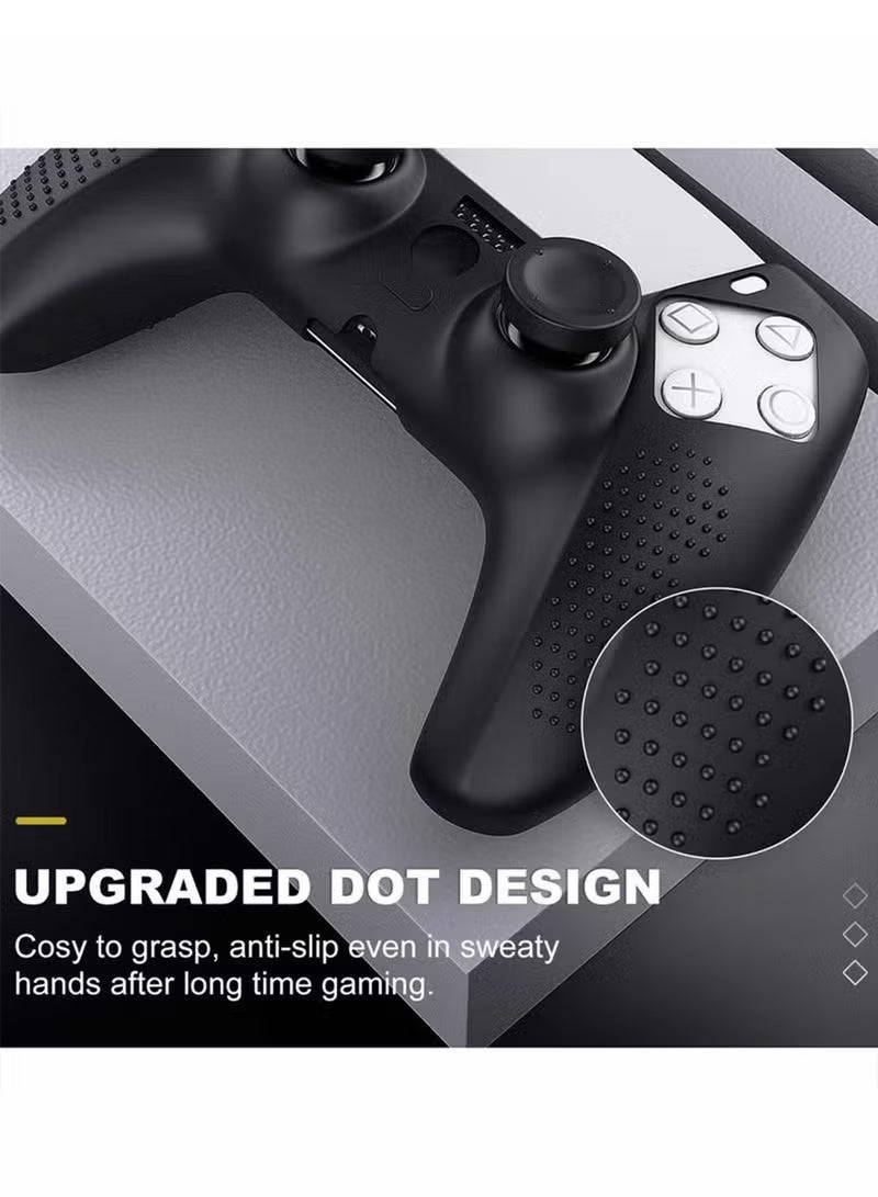 1 Set Controller Cover Skin Case + 8 Thumb Grips Set Compatible with Sony PS5 Playstation 5 - Protective Soft Silicone Gel & Anti-Slip Stick Caps Accessories for Video Games Gamepad Black - Image 4